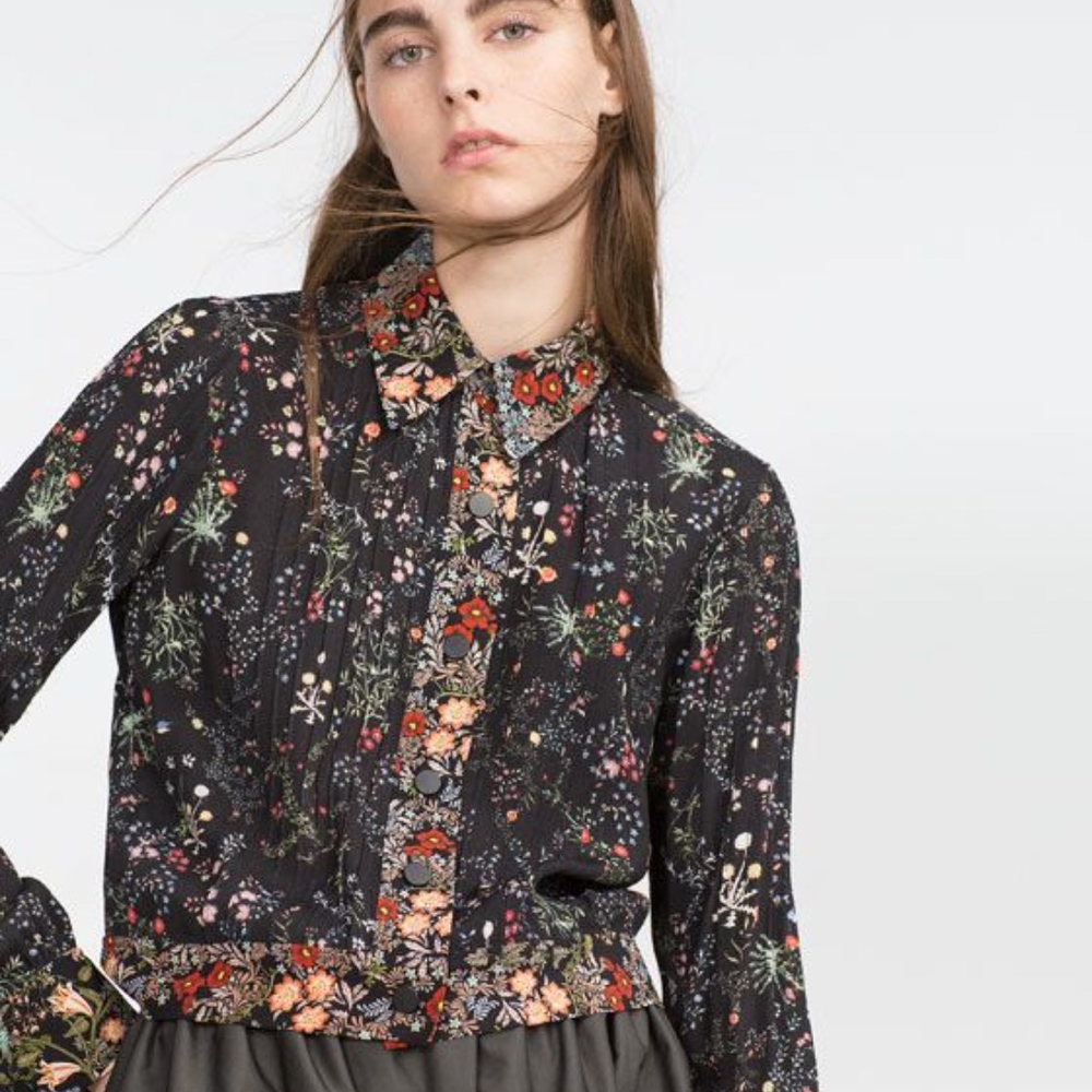 Zara printed flowers blouse XS